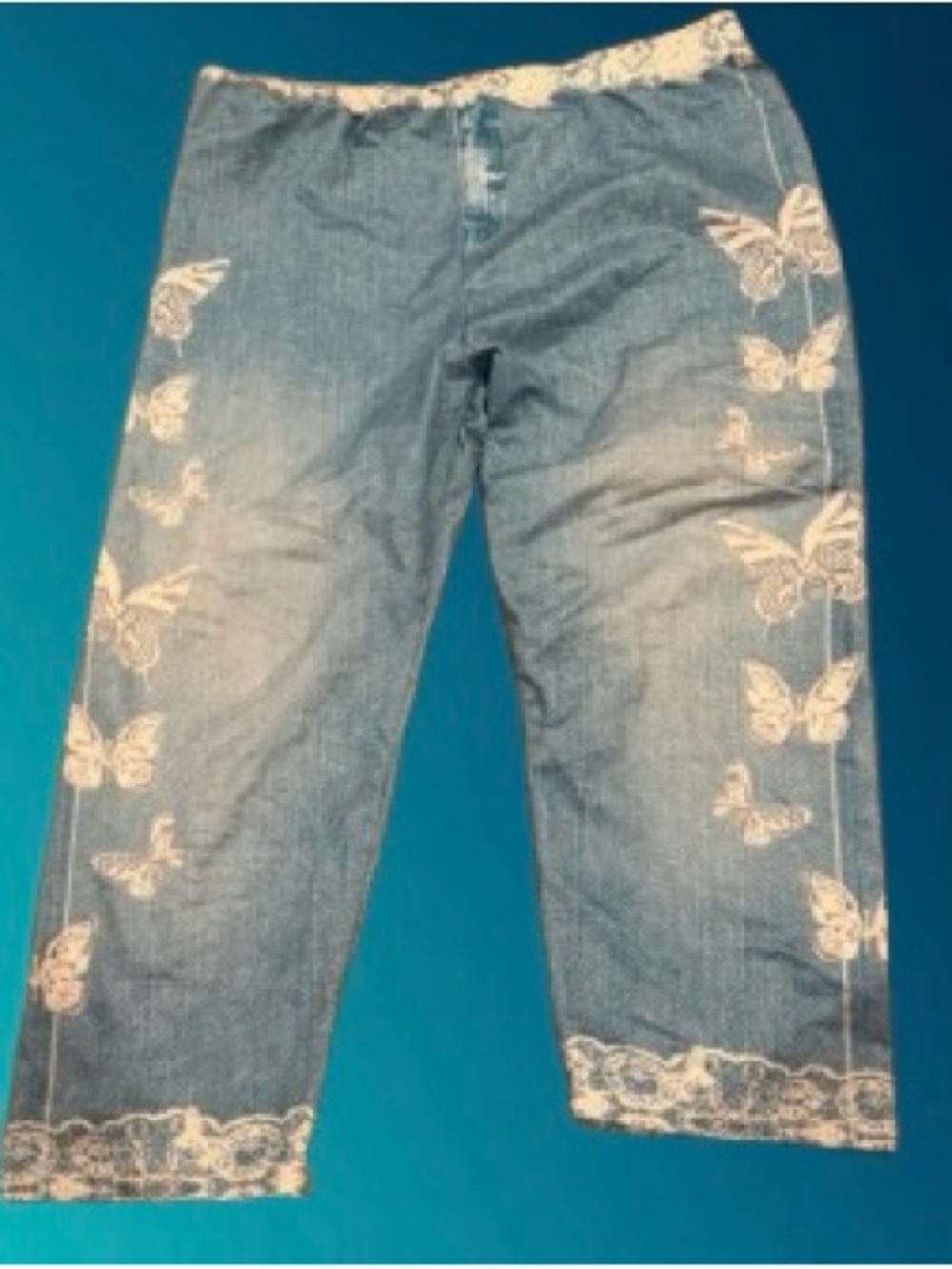 SHEIN denim print capri leggings size XL